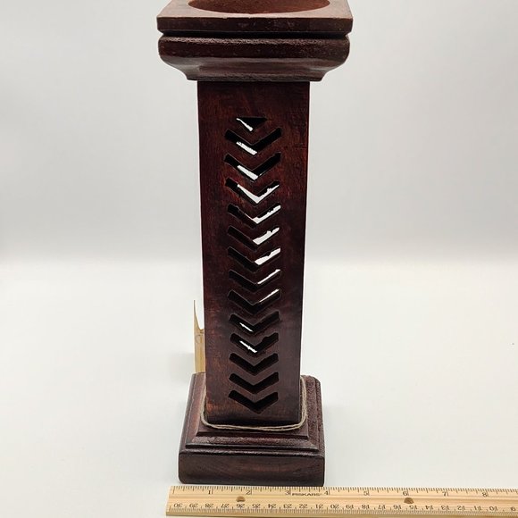 My Mela Mela Artisans Set of 3 Pillar Candle Holder Dark Wood Handmade Column - Picture 9 of 16